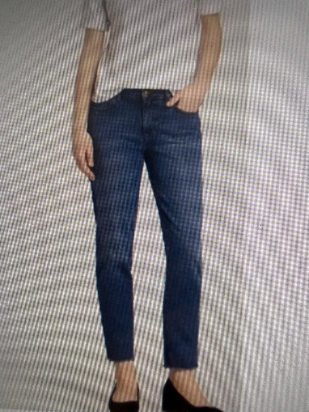 Eileen Fisher Straight Leg Jeans Dark Blue Wash Organic Cotton Stretch Summer 8